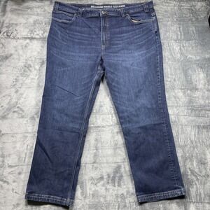 Duluth Trading Co Ballroom Double Flex Jeans Mens 46x32 Dark Blue Workwear Denim